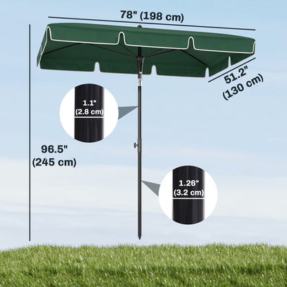 Parasol rectangulaire 198 x 130 cm inclinable aluminium