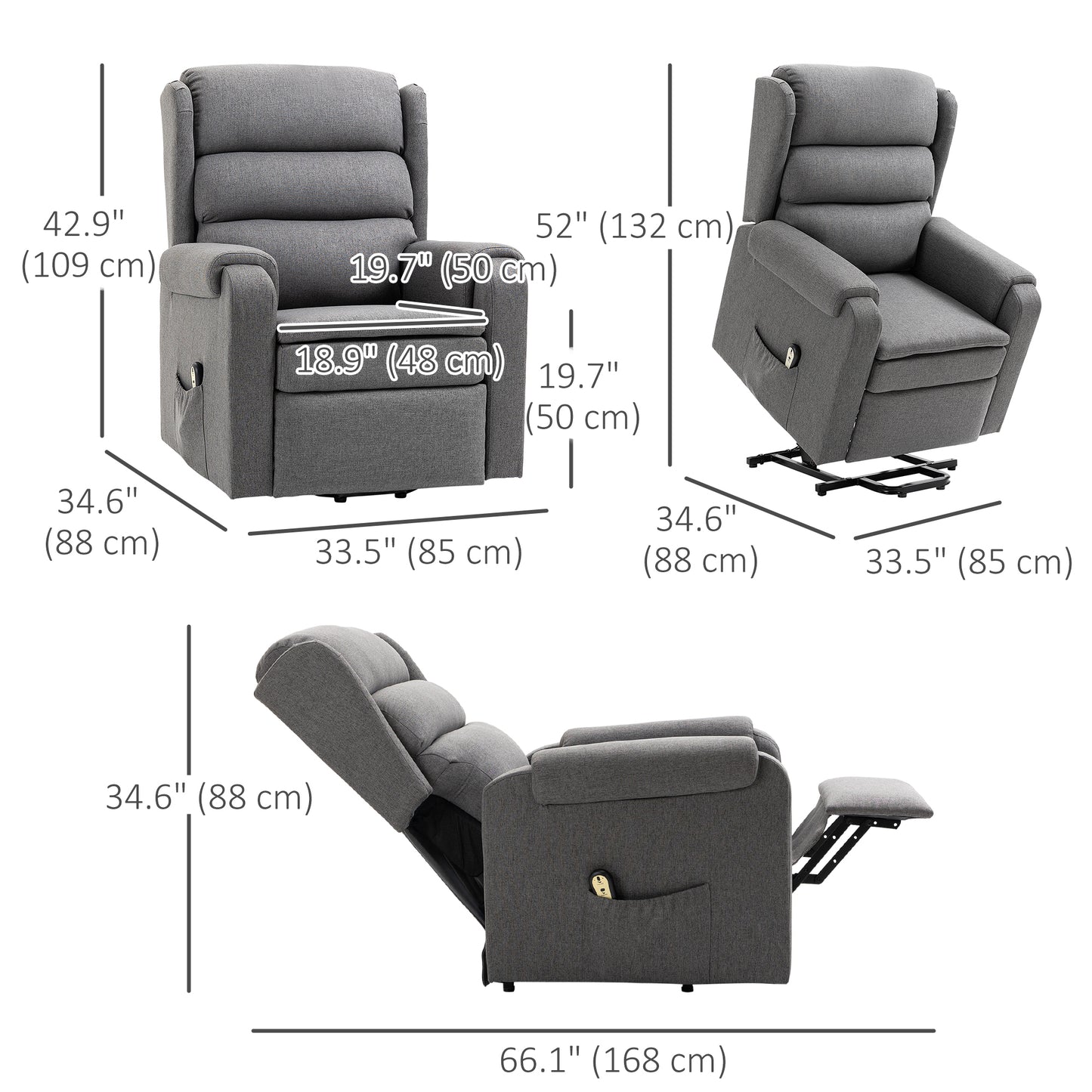 Fauteuil releveur électrique inclinable avec repose-pieds
