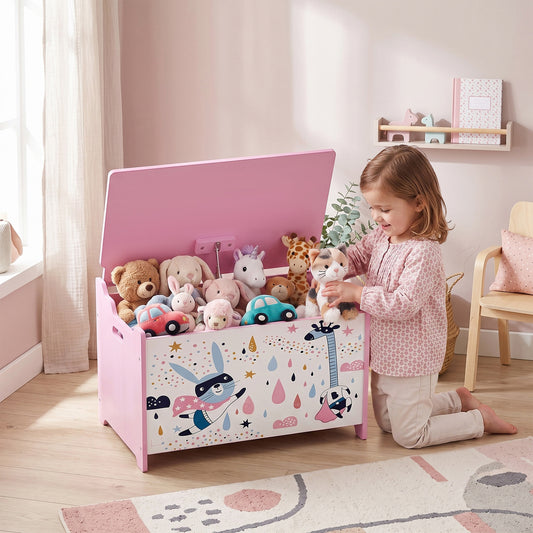 Coffre de rangement pour jouets avec couvercle sécurisé