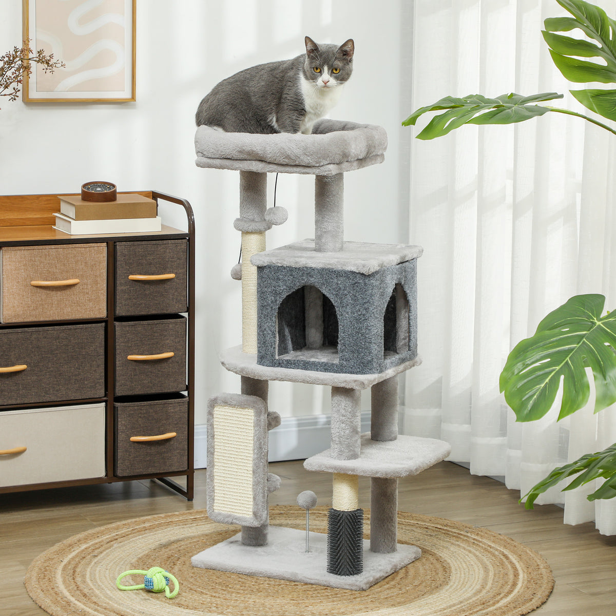 Arbre à chat multiniveaux avec griffoirs et condo