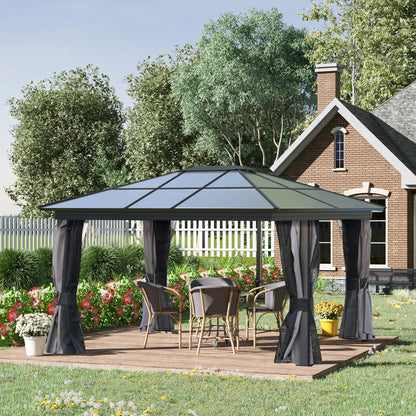 Gazebo à toit rigide polycarbonate 305 x 365 cm