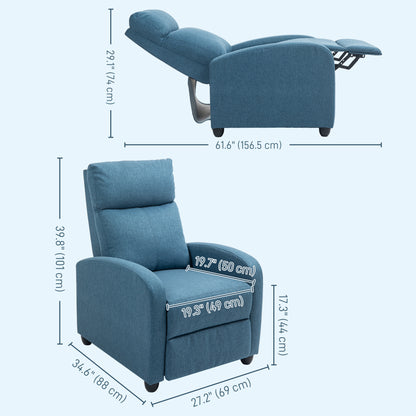 Fauteuil inclinable manuel rembourré lin pour salon