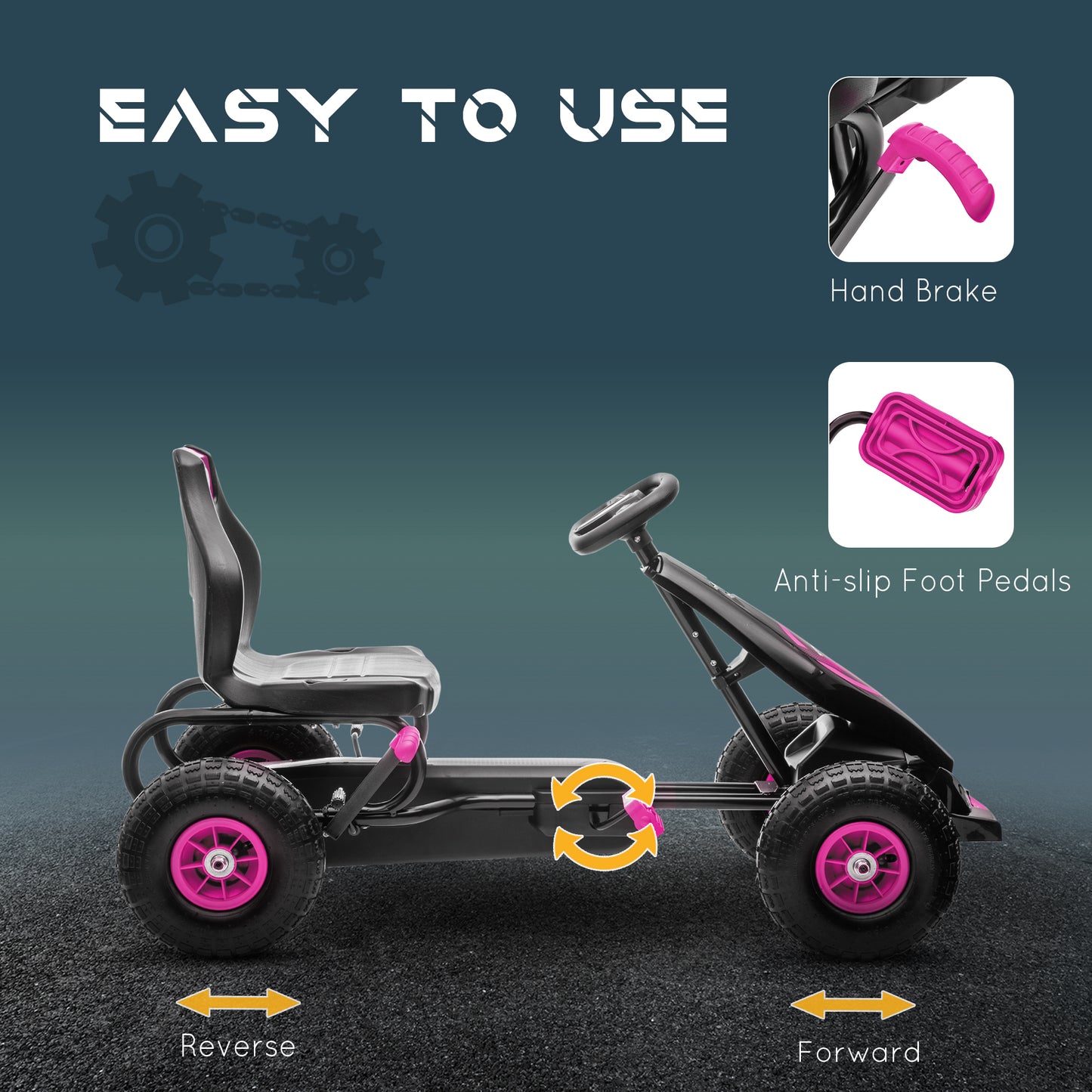 Kart à Pédales Aosom pour Enfants - Cadre Acier avec Freins