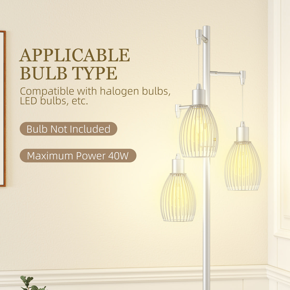 Lampadaire industriel 3 abat-jour suspendus, gradable