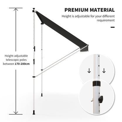 Store rétractable manuel patio sol plafond 305x152cm ajustable