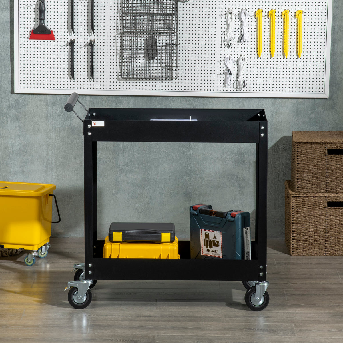 Chariot d'outils roulant de service à 2 tablettes