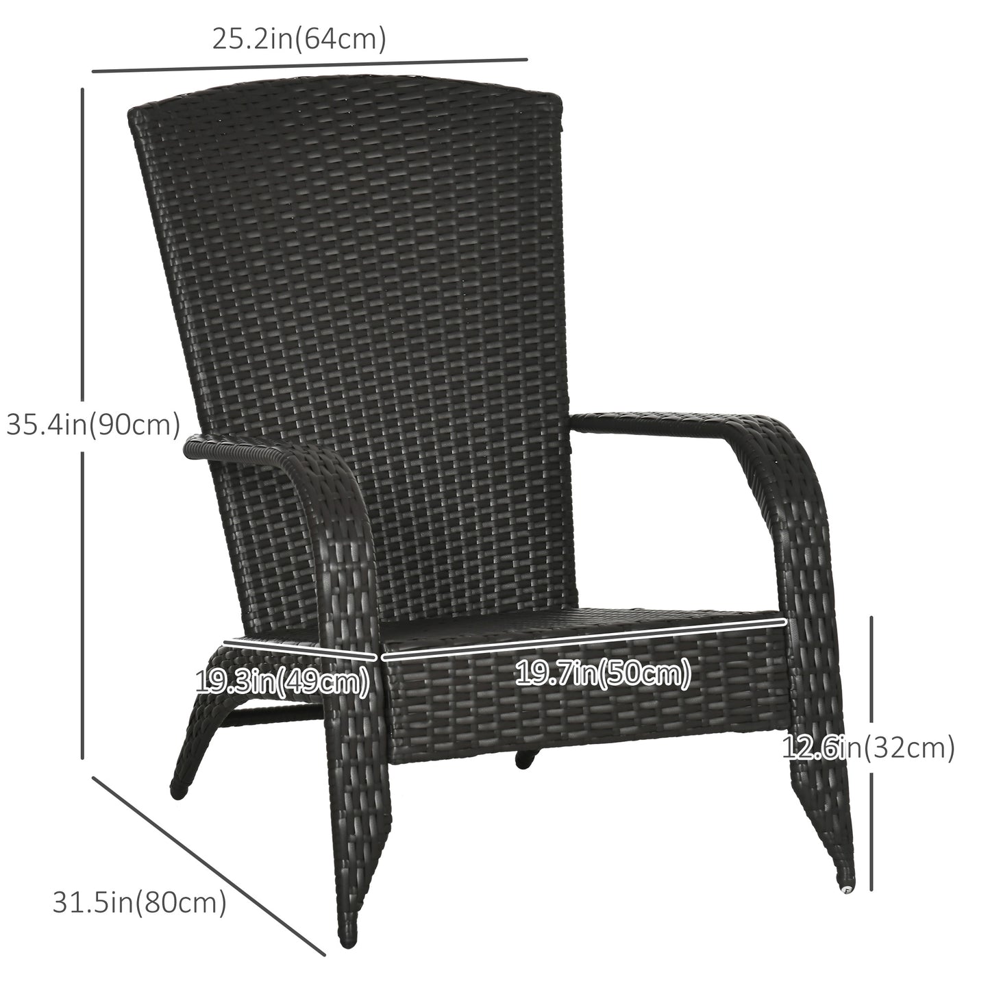 Fauteuil Adirondack rotin extérieur avec coussins