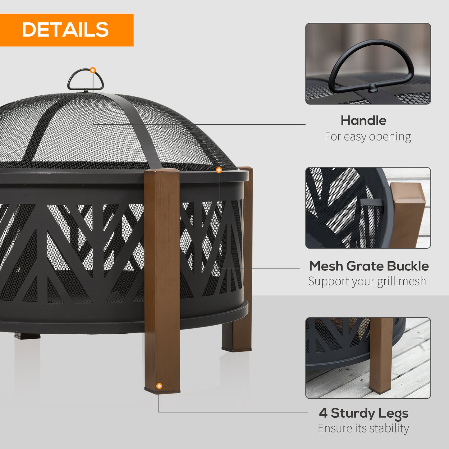 Foyer extérieur 2-en-1 avec grille BBQ et couvercle