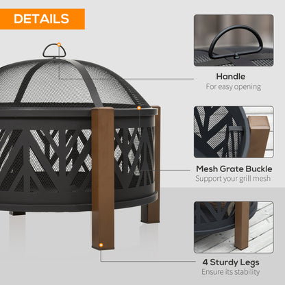 Foyer extérieur 2-en-1 avec grille BBQ et couvercle