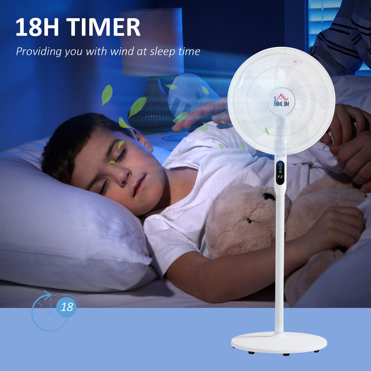 Ventilateur sur pied oscillant avec télécommande et écran LED