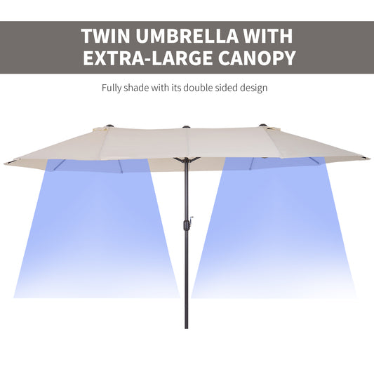 Parasol de patio double face rectangulaire 457 cm