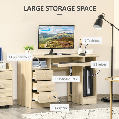 Bureau d'ordinateur moderne avec rangement et tiroirs