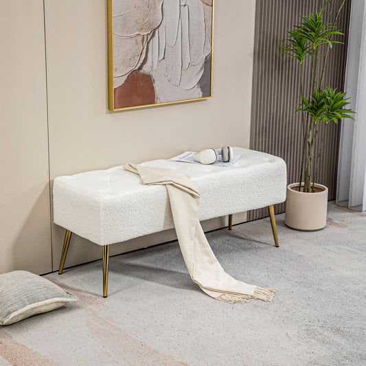Banc de lit capitonné en tissu imitation laine