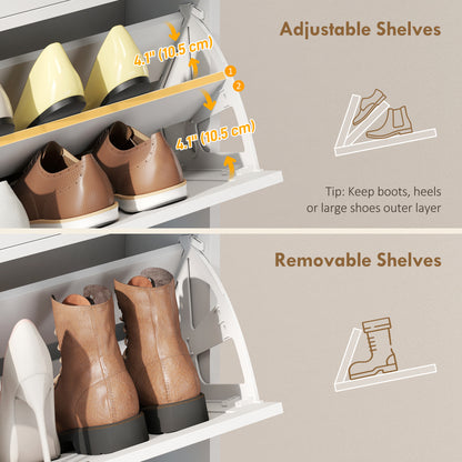 Armoire à chaussures étroite avec tiroirs basculants style ferme
