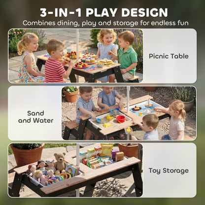 Table de pique-nique enfant 3 en 1 avec parasol