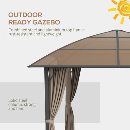 Gazebo toit rigide polycarbonate UV60+ avec rideaux