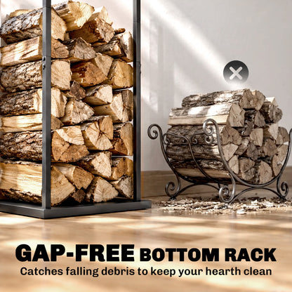 Porte-bûches vertical robuste pour foyer extérieur