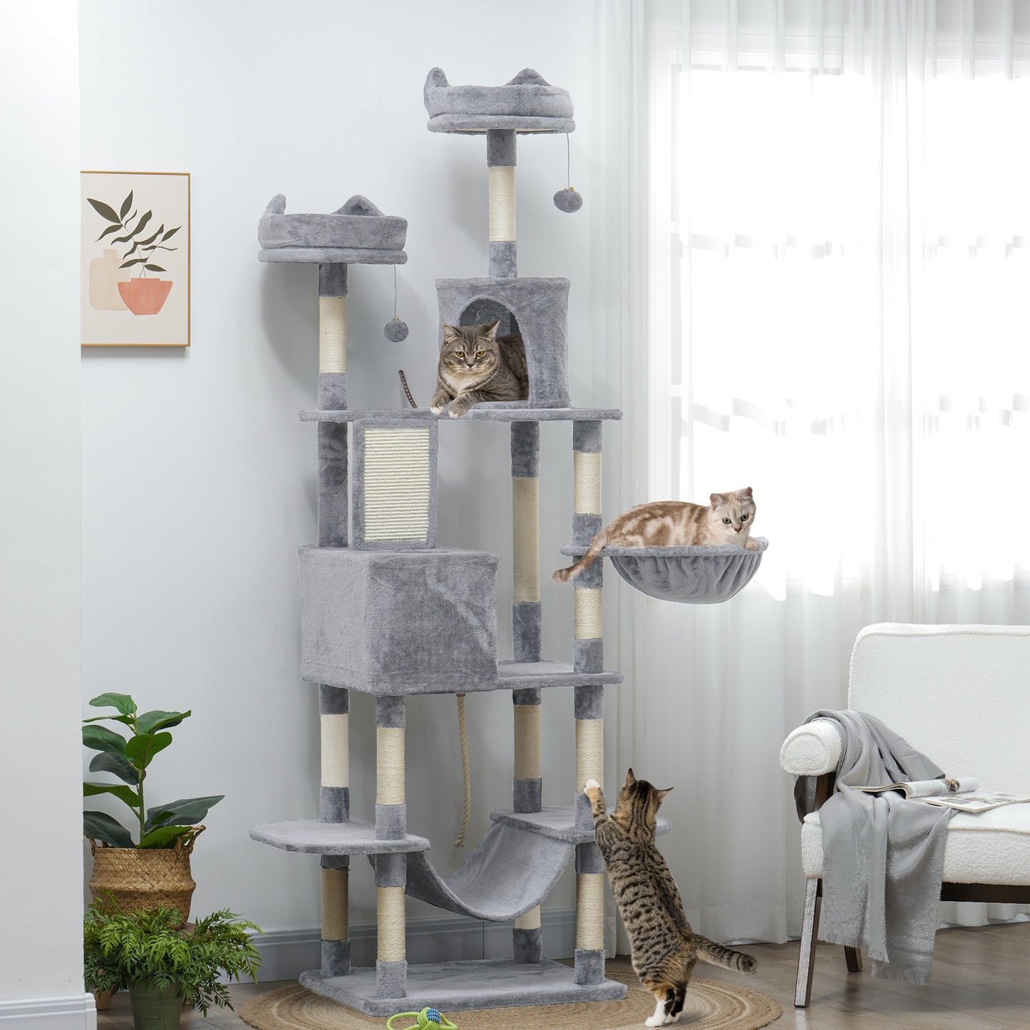 Arbre à chat multiniveau 81 po avec griffoirs