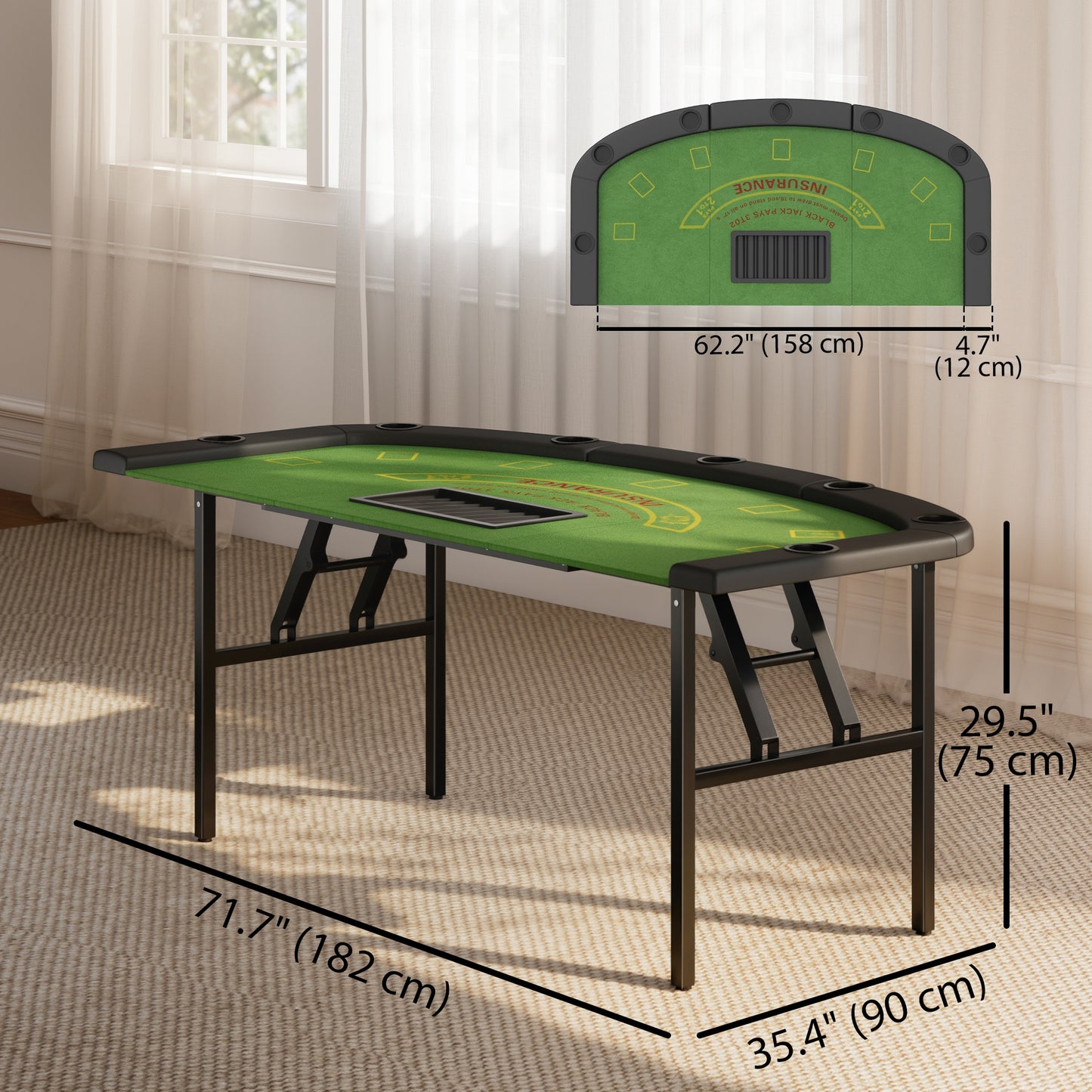 Table de poker pliable demi-lune 8 joueurs