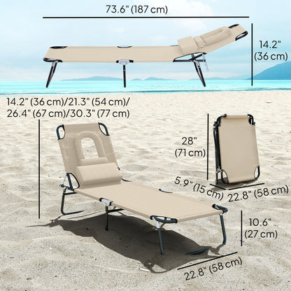 Chaise longue pliante avec trou visage ajustable