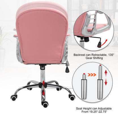 Chaise de bureau capitonnée cuir synthétique cristaux décoratifs