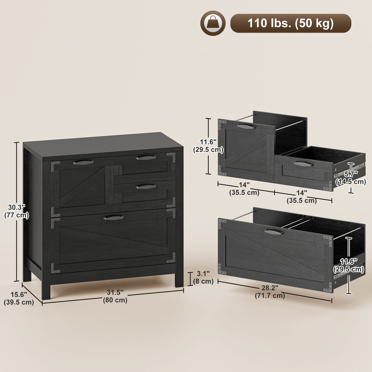 Classeur lateral style champetre