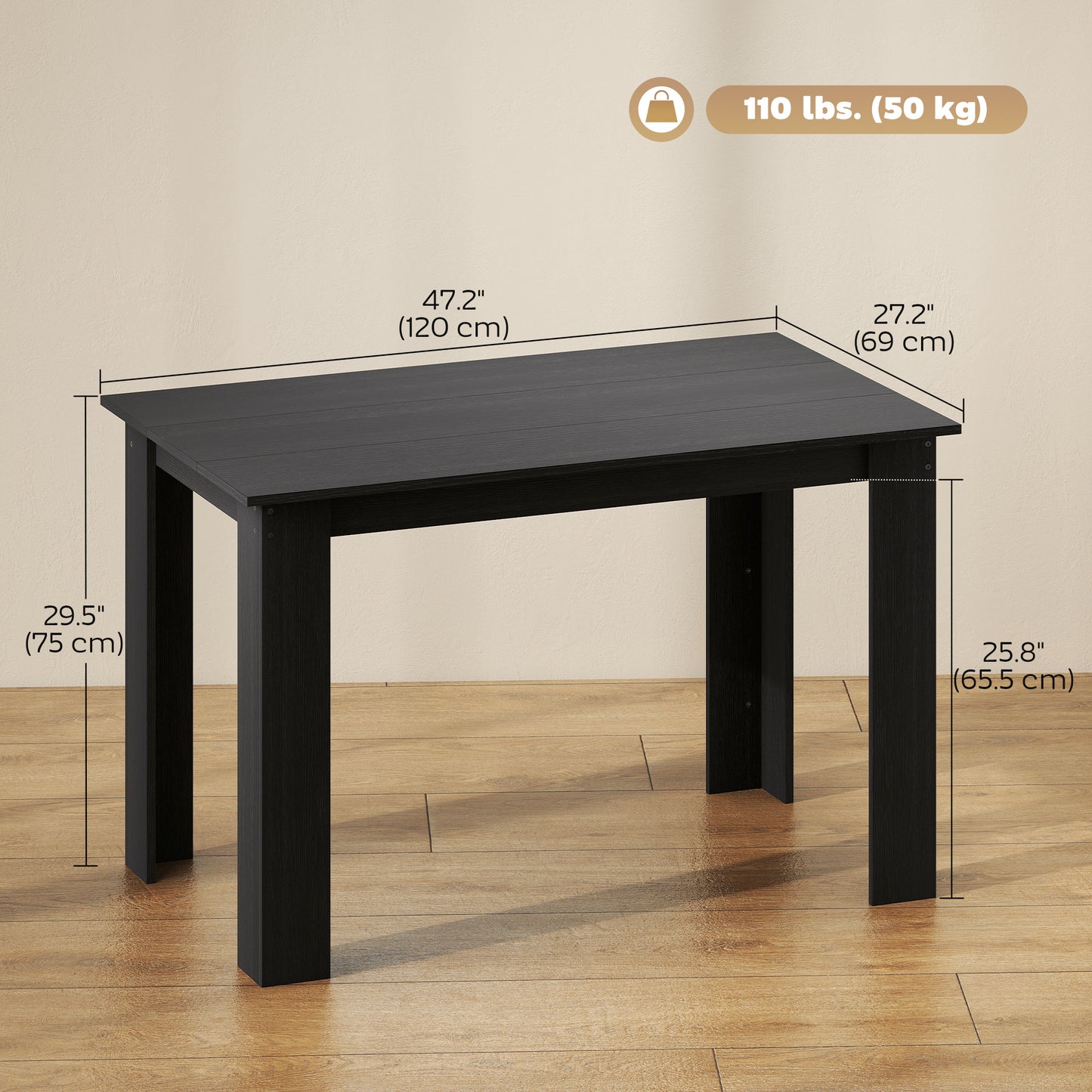 Table à manger 119 cm bois ingénierie 4-6 personnes