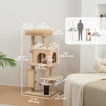 Arbre à chat multiniveaux avec griffoirs et condo