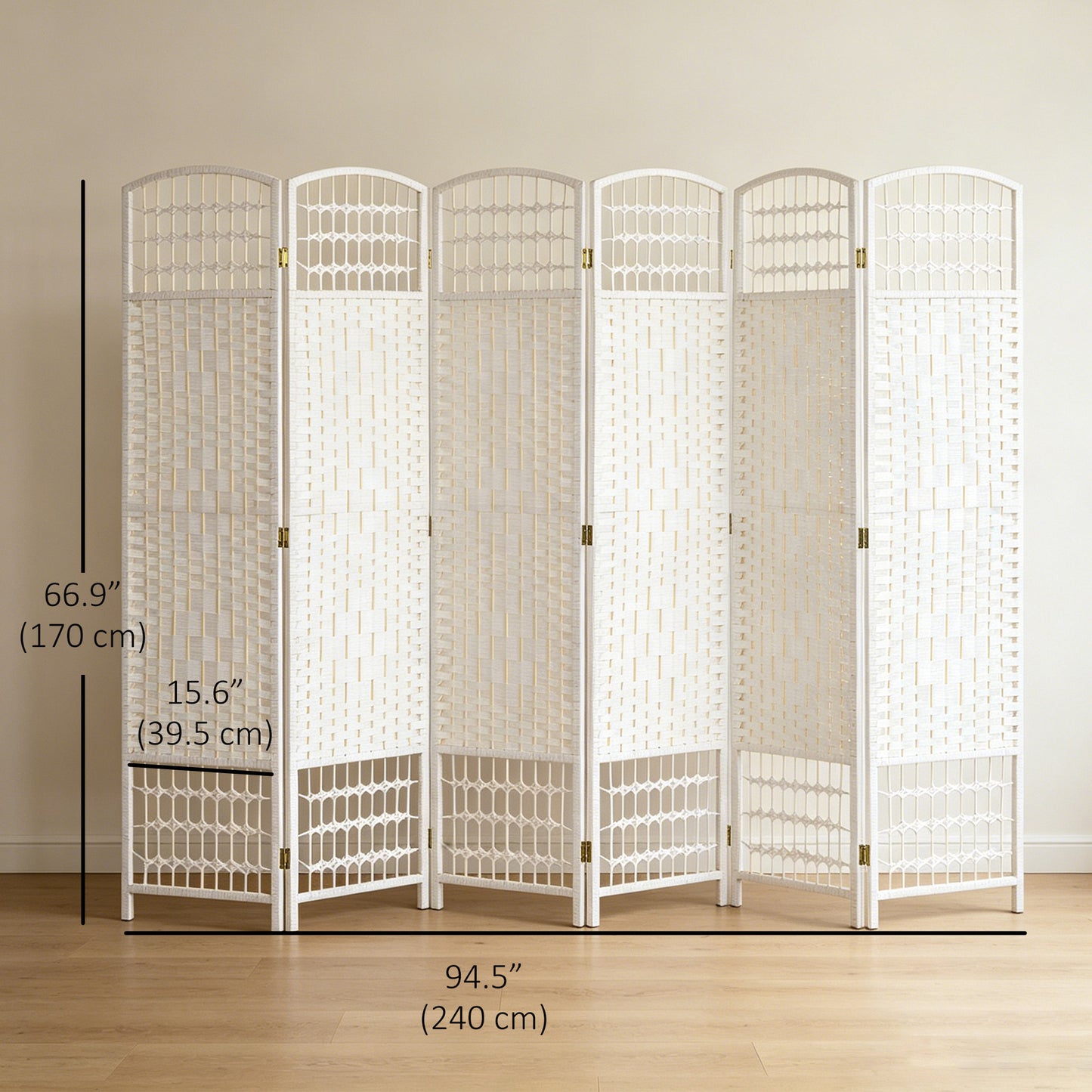 Paravent pliant 6 panneaux fibres tressées