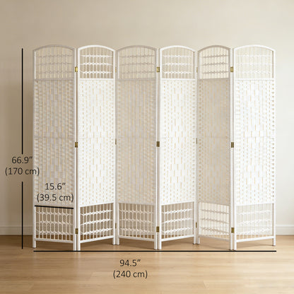 Paravent pliant 6 panneaux fibres tressées