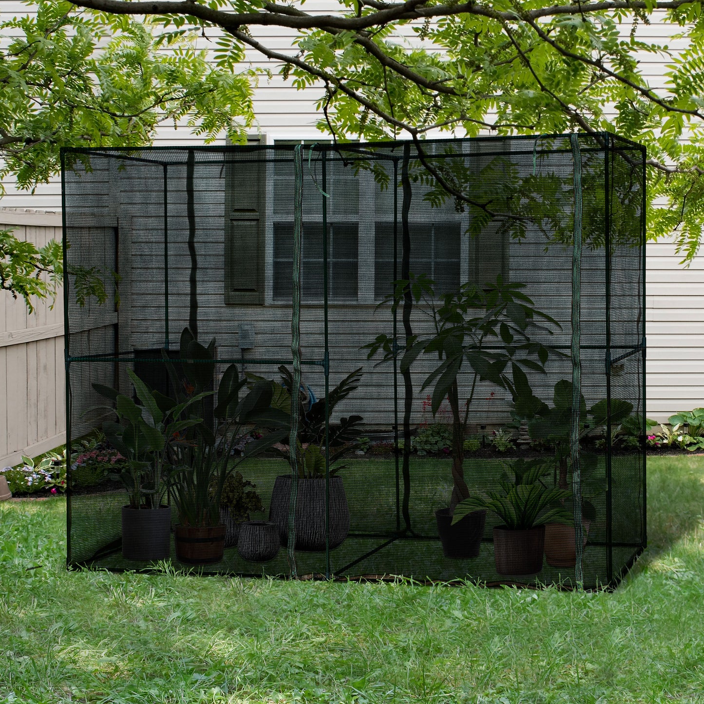  240x120x185cm Outdoor Garden Greenhouse with Zipper Doors