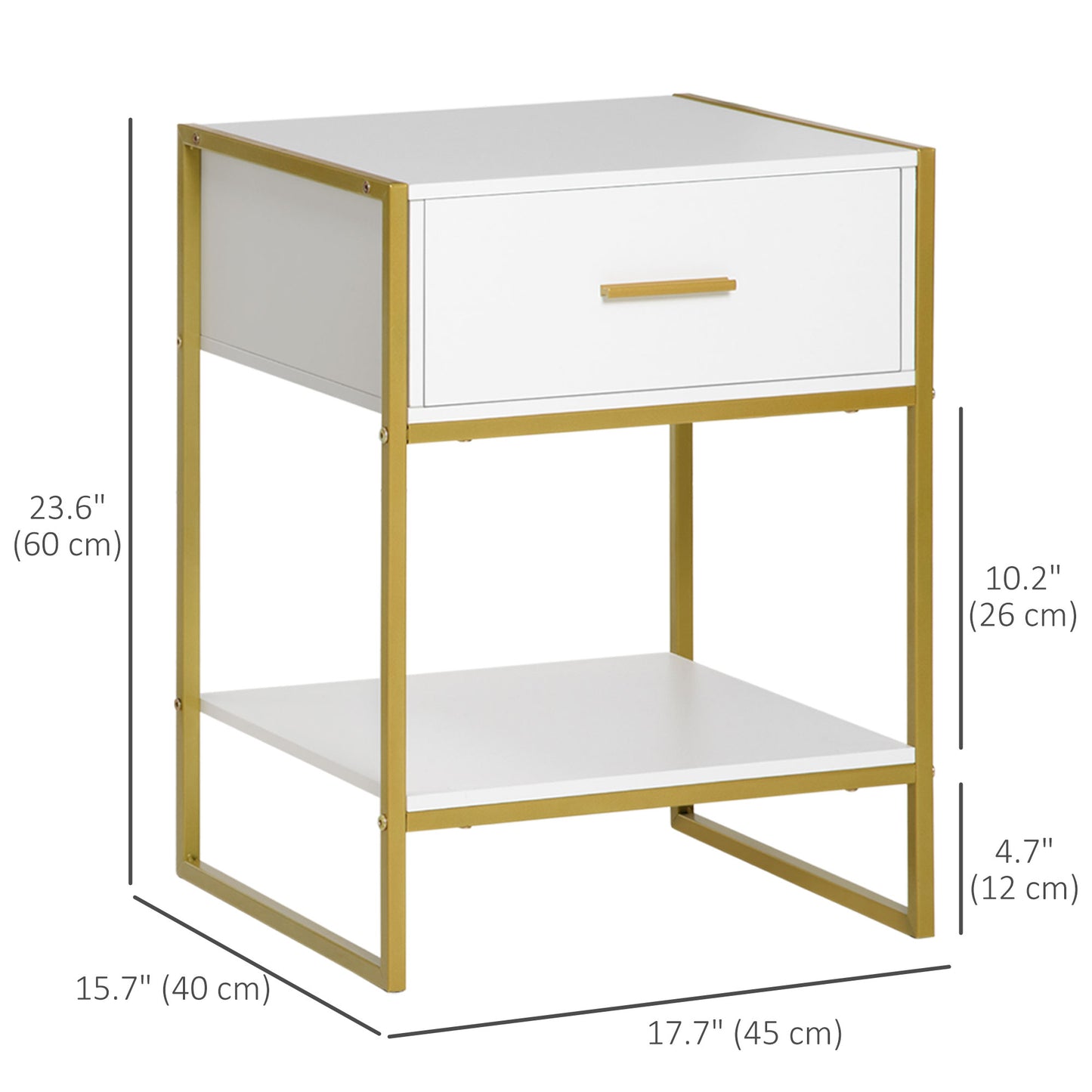 Tables de chevet modernes avec tiroir et étagère — ensemble de 2
