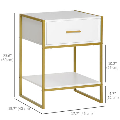 Tables de chevet modernes avec tiroir et étagère — ensemble de 2
