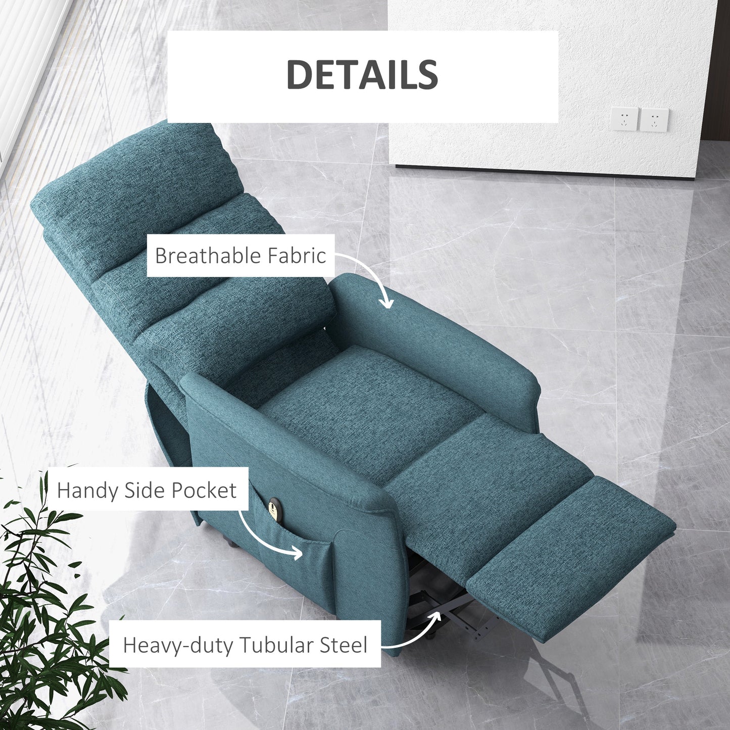 Fauteuil releveur électrique à inclinaison avec télécommande