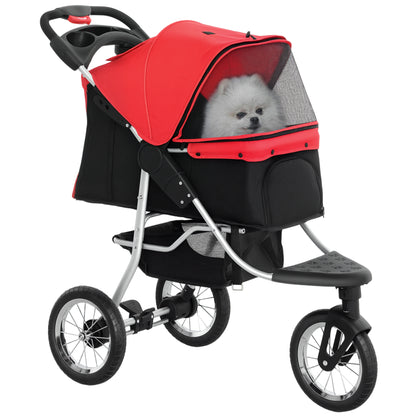 Poussette pour chiens 3 roues pliable avec auvent ajustable