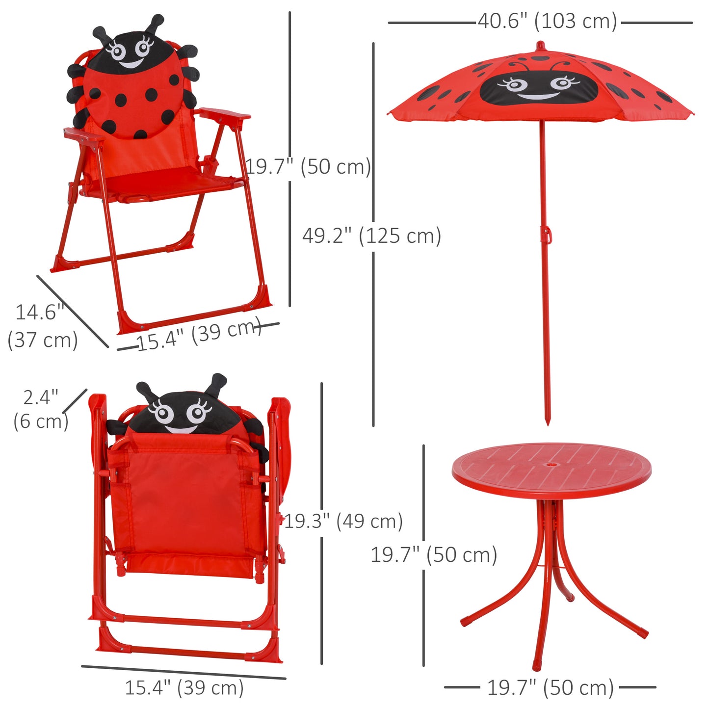 Ensemble table et chaises enfant avec parasol — Coccinelle