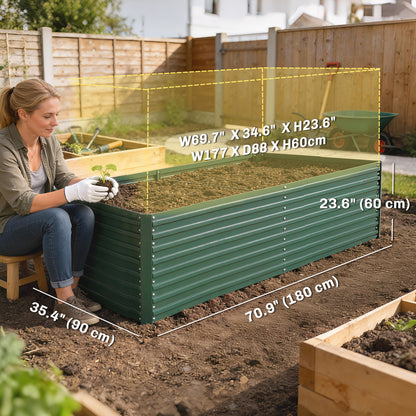 Lit de jardin surélevé galvanisé 180 cm, lot de 2