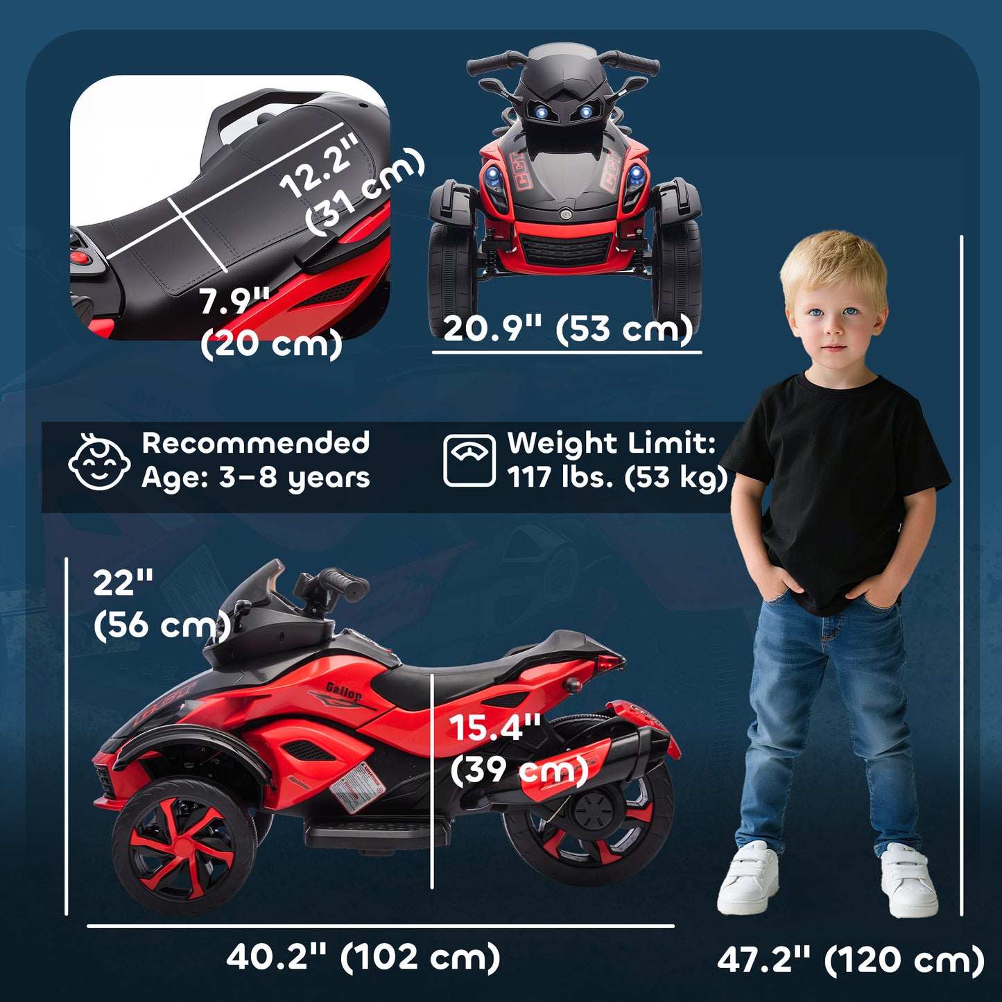VTT électrique enfant 12V double moteur suspension LED