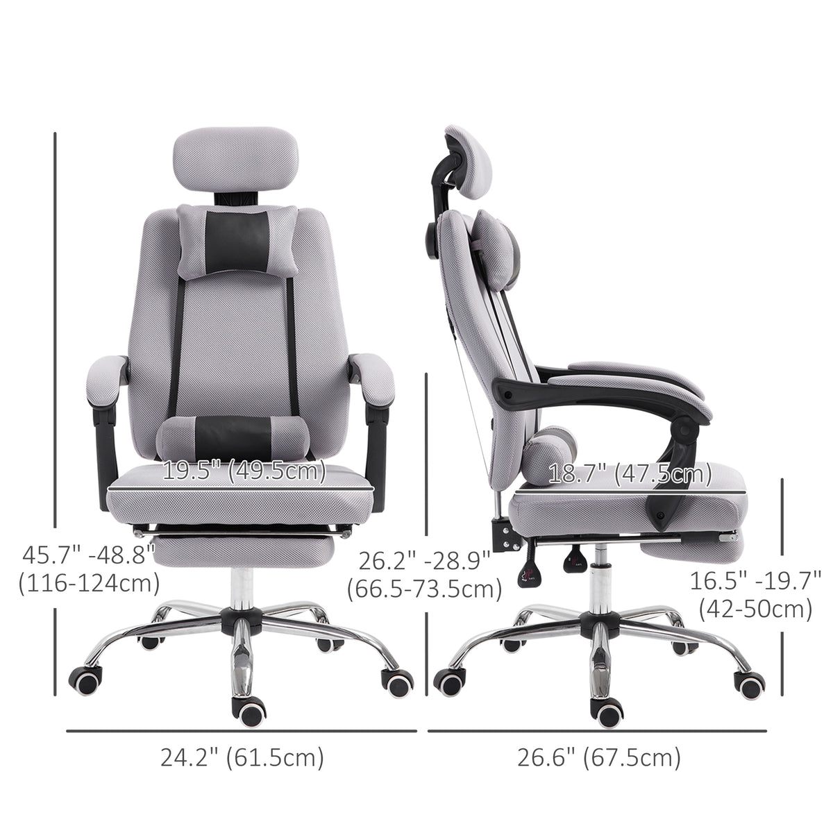 Chaise de bureau ergonomique dossier haut avec repose-pieds