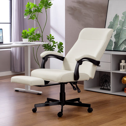 Chaise de bureau dossier haut inclinable avec repose-pieds