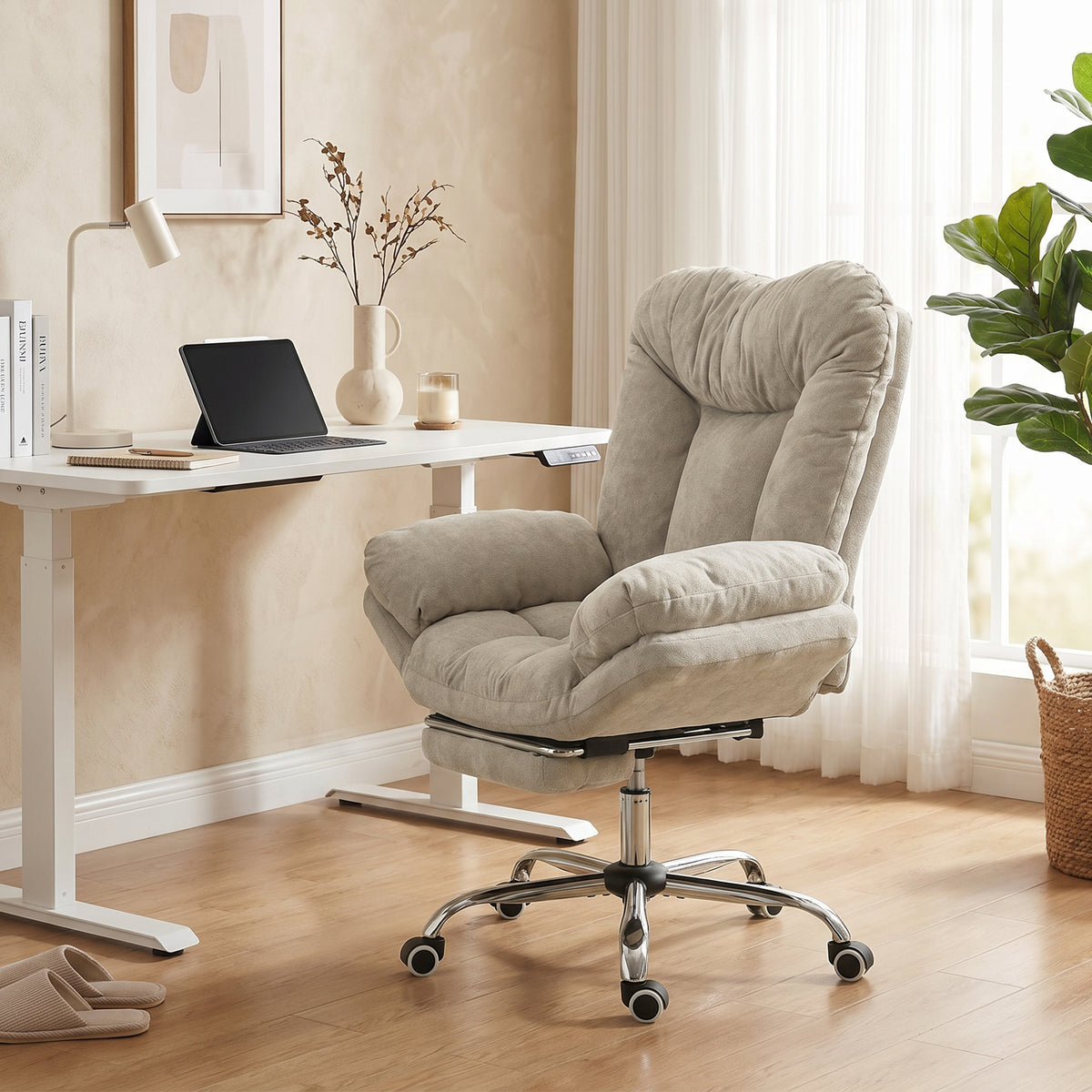 Chaise de bureau criss-cross grand confort avec repose-pieds
