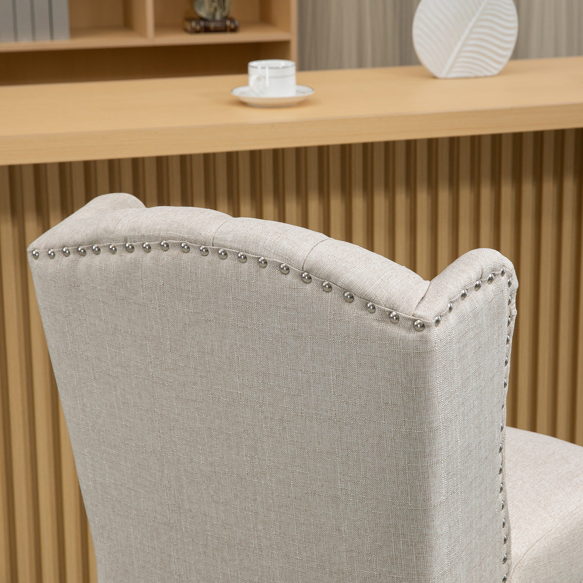 Ensemble 2 tabourets comptoir capitonné — beige