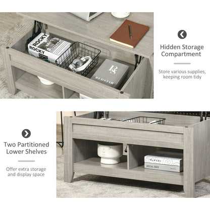 Table à café avec plateau relevable et rangement caché