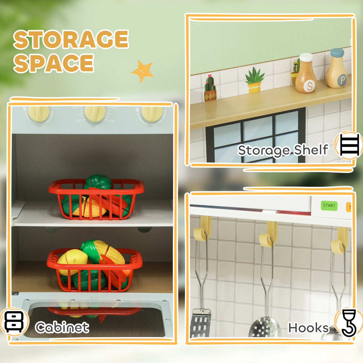 Cuisine de jeu enfant avec cuisinière, micro-ondes et four