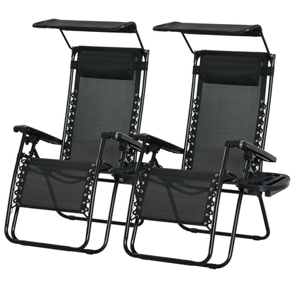 Chaise longue zéro gravité pliable avec auvent