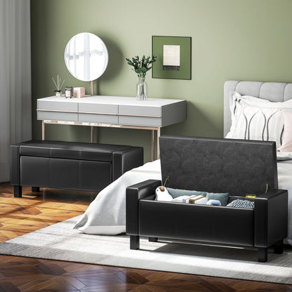 Banc coffre rembourré en similicuir 107 cm