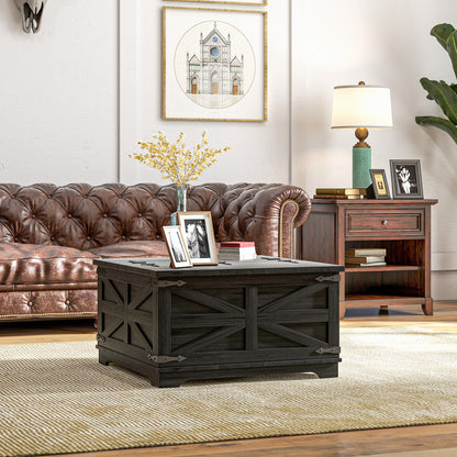 Table basse style champêtre avec rangement caché