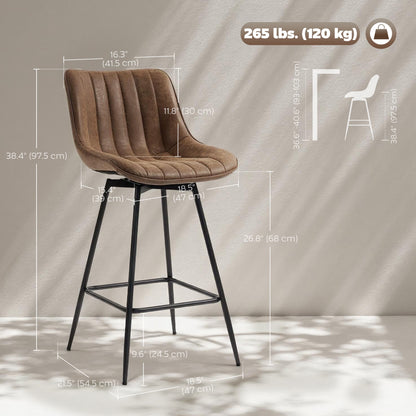 Tabourets de bar pivotants avec dossier et repose-pieds
