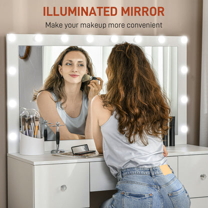 Coiffeuse moderne avec miroir illuminé et 7 tiroirs