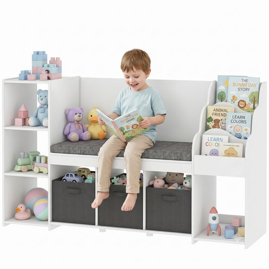 Bibliothèque enfant avec coin lecture et tiroirs